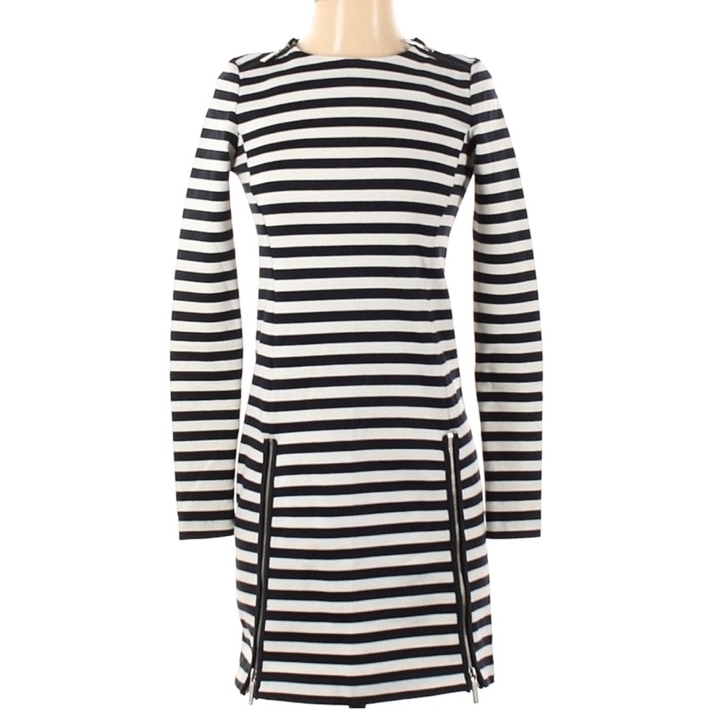 Michael Kors Women's Striped Zipper Detail Shift Dress
Black White Size Medium